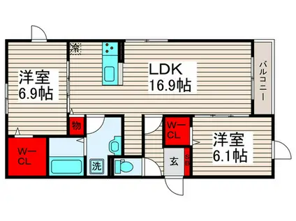 アナシエ鹿浜(2LDK/1階)の間取り写真