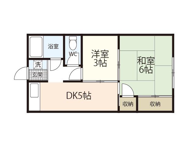 竹生荘(2DK/2階)の間取り写真