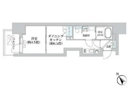 LUMA高輪(1DK/6階)の間取り写真