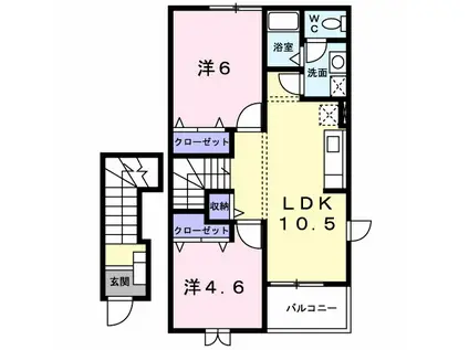 ジャン・ピュールIII(2LDK/2階)の間取り写真
