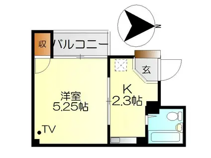 アメニティー本通(1K/4階)の間取り写真