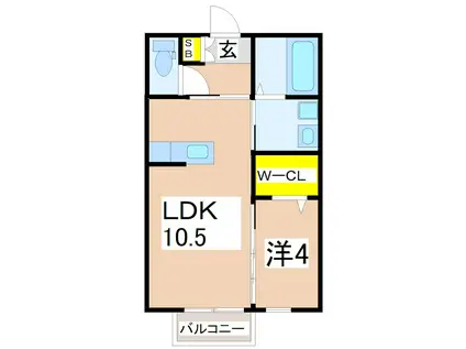 RAPTOR B(1LDK/2階)の間取り写真