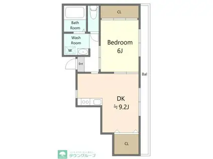 プチエレガンス河辺(1DK/3階)の間取り写真