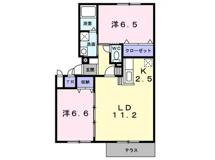 グリーンコート福永II(2LDK/1階)の間取り写真