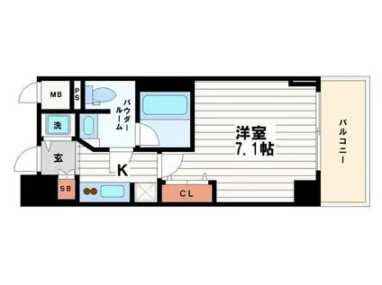 エスライズ御堂筋本町(1K/9階)の間取り写真