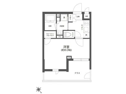 GRAN PASEO 四谷若葉(1K/1階)の間取り写真