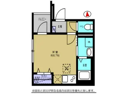 シューエお花茶屋(ワンルーム/1階)の間取り写真