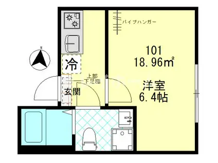 ザ・ハウス羽田(1K/1階)の間取り写真