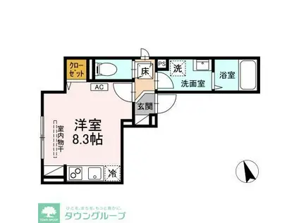 BELL II(ワンルーム/1階)の間取り写真