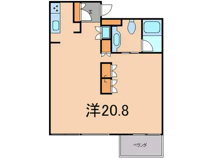 LINKS(ワンルーム/3階)の間取り写真