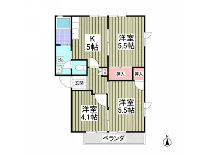 エスペランサ豊城(3K/2階)の間取り写真