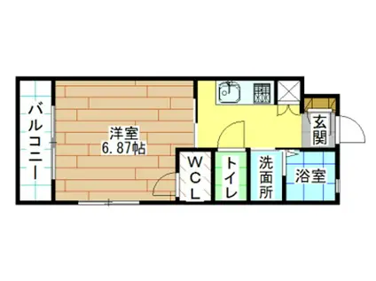  飛幡ブレイン(1K/3階)の間取り写真