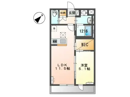 ペルルV(1LDK/2階)の間取り写真