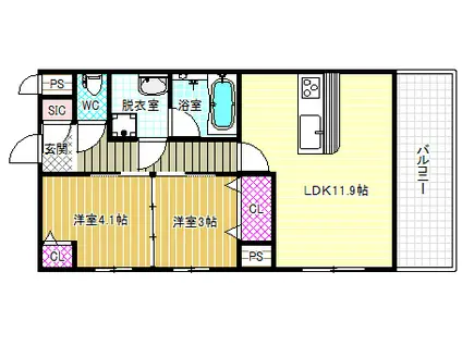 セレーナ(2LDK/1階)の間取り写真