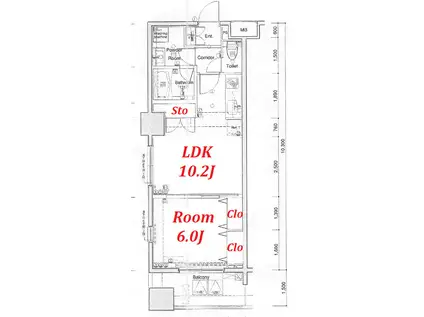エルフラット板橋本町(1LDK/12階)の間取り写真