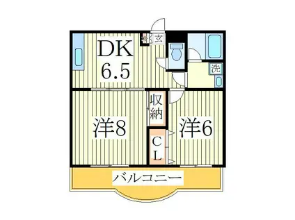 朝日マンション(2DK/2階)の間取り写真