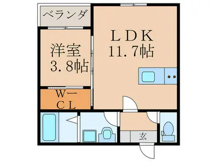 BRAVE BASE行橋(1LDK/1階)の間取り写真