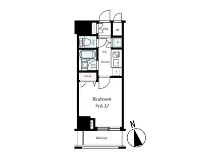 ブライズ品川南LE‐LION(1K/15階)の間取り写真