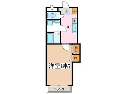 フレンドリーハイツ紺屋(1K/2階)の間取り写真