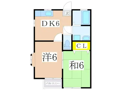 フルーリール(2DK/2階)の間取り写真