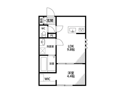 モナベルI(1LDK/1階)の間取り写真