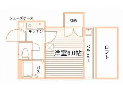 パレス長岡 第2(1K/2階)の間取り写真