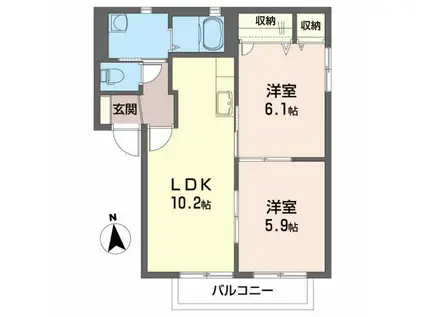 フォワード松本A(2LDK/2階)の間取り写真