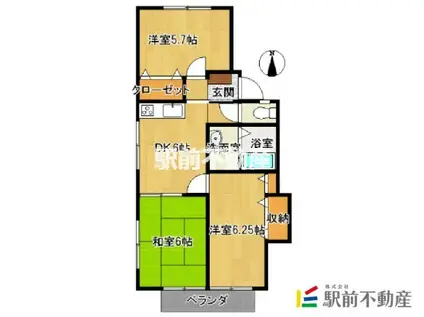 ハーモニーレジデンスD棟(3DK/1階)の間取り写真