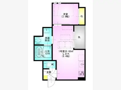 REGALEST IREMIA(1LDK/1階)の間取り写真