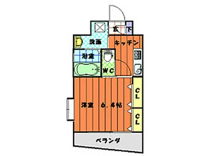 コスモス御笠川(1K/7階)の間取り写真