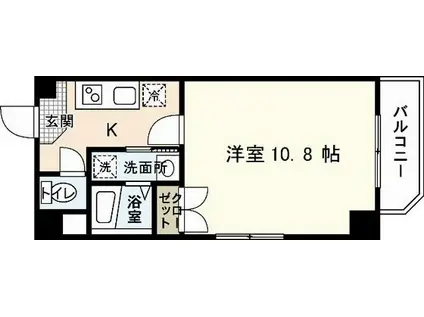 ウイング平和大通(1K/11階)の間取り写真