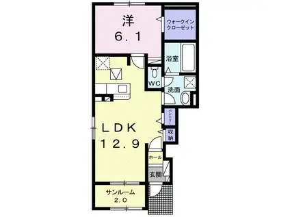 ジェラート(1LDK/1階)の間取り写真