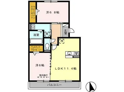 ドルチェ美濃太田(2LDK/2階)の間取り写真