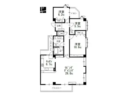 コート八事石坂(3LDK/3階)の間取り写真