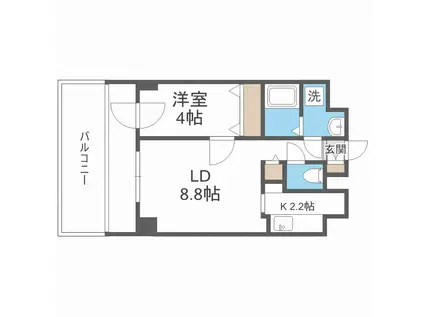 インボイス札幌レジデンス(1LDK/9階)の間取り写真