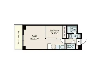 ASレジデンス四日市(1LDK/8階)の間取り写真