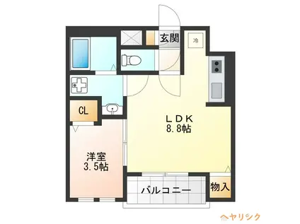 CHERIM浄心イースト(1LDK/2階)の間取り写真