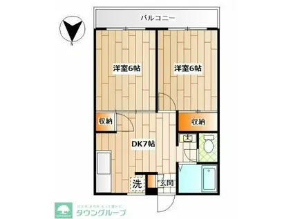 ハイマートオルト 三ツ境(2DK/1階)の間取り写真