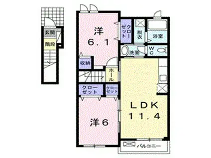 フレーズ・B(2LDK/2階)の間取り写真