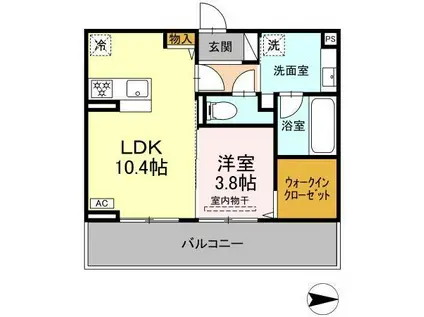 アレテー開出(1LDK/1階)の間取り写真