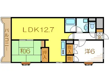 プラムエヌティー(2LDK/2階)の間取り写真