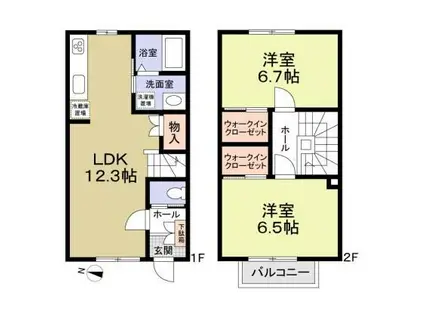 ＪＲ武蔵野線 北府中駅 徒歩7分 2階建 築8年(2LDK/1階)の間取り写真