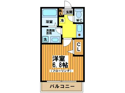 セジュール菊野台(1K/2階)の間取り写真