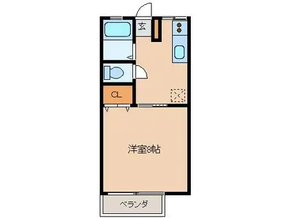 アンジェロ(1K/2階)の間取り写真