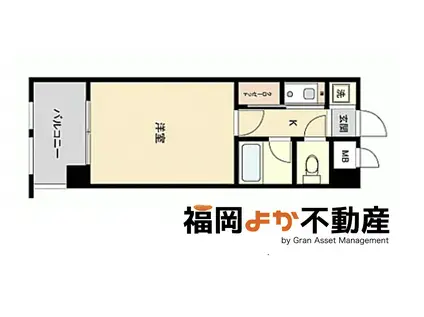 ピュアドームアーデンス大濠(1K/2階)の間取り写真