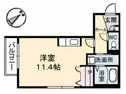 ベルヴュー段原(ワンルーム/3階)の間取り写真