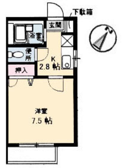 アーバンハウス都(1K/2階)の間取り写真