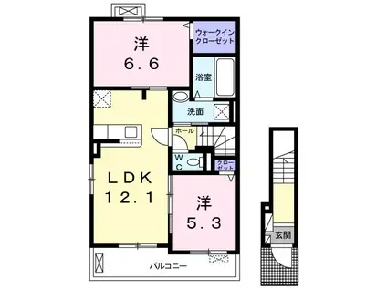 ノース・スクエア根々井A(2LDK/2階)の間取り写真