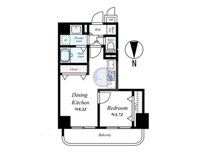 ランドマークシティ梅田東(1DK/3階)の間取り写真