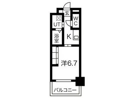 リシュドール伝馬(1K/6階)の間取り写真